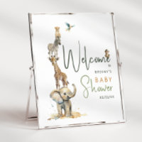 Jungle Safari Animals Baby Shower Welcome Sign