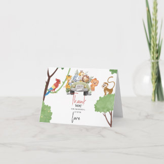 Jungle Safari Animals baby Thank You Card