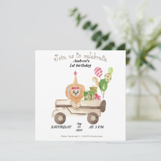 Jungle Safari Animals Birthday Party invitation 