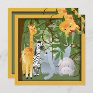 Jungle Safari Animals Birthday Party Invite