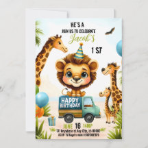 Jungle Safari Animals Boy 1st Birthday 