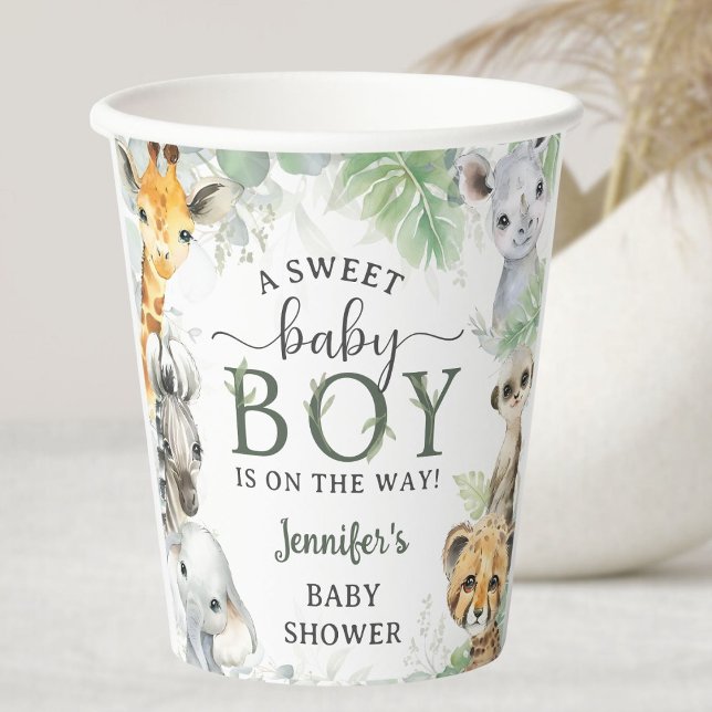 Jungle Safari Animals Boy Baby Shower Tropical Paper Cups (Creator Uploaded)