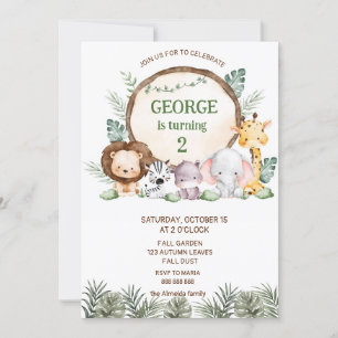 Jungle Safari Animals Boy  Birthday Invitation