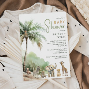 Jungle Safari Animals Couples Baby Shower Invitation