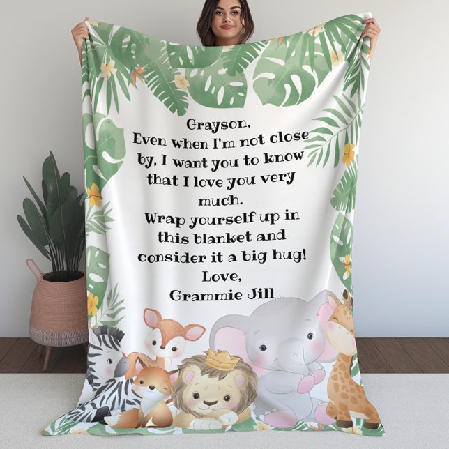 Jungle Safari Animals Custom Message Note Fleece Blanket (Jungle Safari Animals Custom Message Note Fleece Blanket (L))