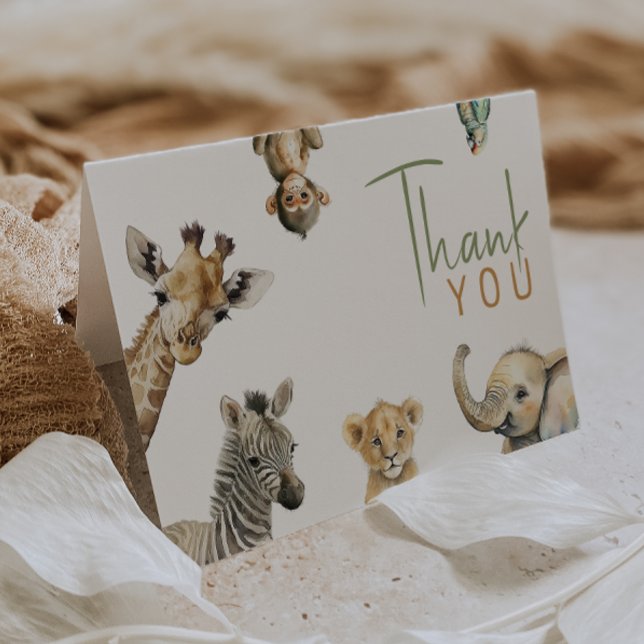 Jungle Safari Animals Folded Birthday Thank You Card (Creator Uploaded)