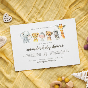 Jungle Safari Animals Gender Neutral Baby Shower Invitation Postcard