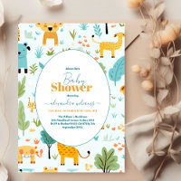 Jungle Safari Animals Greenery Boy Baby Shower