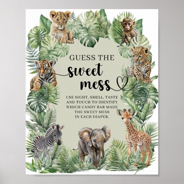 Jungle Safari Animals Guess The Sweet Mess game Poster (Front)