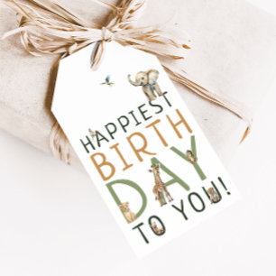 Jungle Safari Animals Happiest Birthday To You Gift Tags
