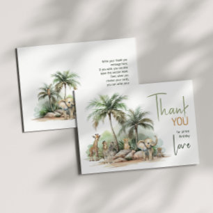 Jungle Safari Animals Horizontal Birthday Party Thank You Card