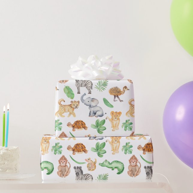 Jungle Safari Animals KIds Birthday Wrapping Paper (Party Gifts)