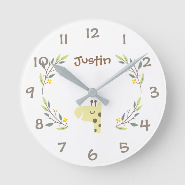 Jungle Safari Animals Kids Nursery Wall Clock (Front)