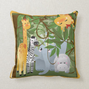 Jungle Safari Animals Kids Room Pillow