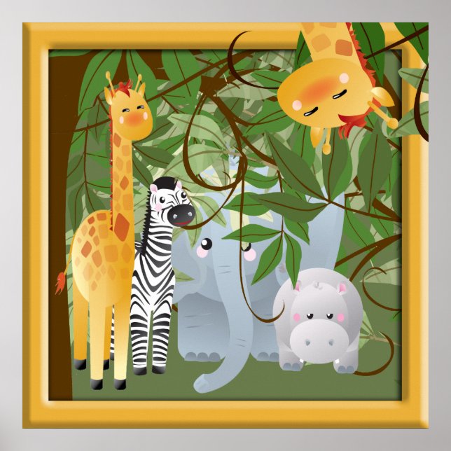 Jungle Safari Animals Kids Room Poster (Front)