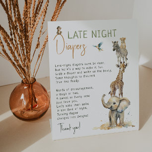 Jungle Safari Animals Late Night Diapers Pedestal Sign