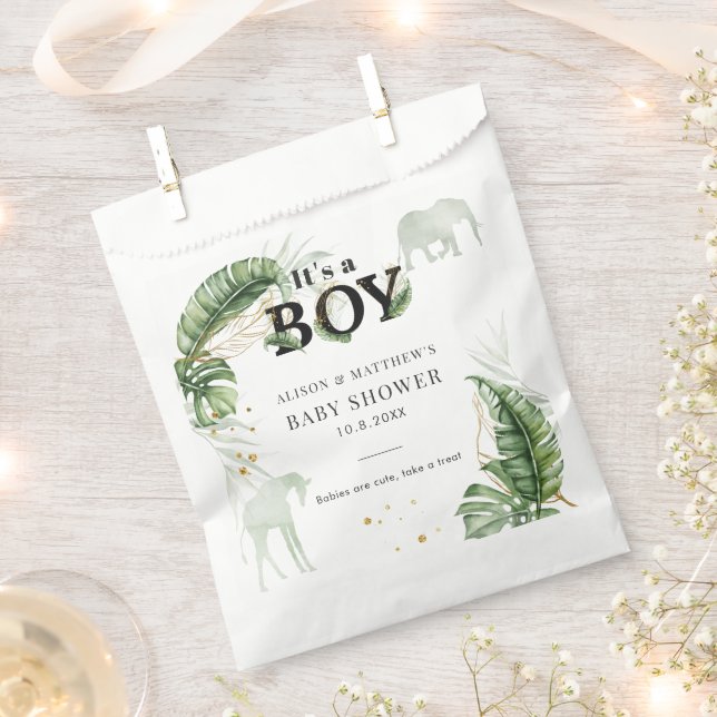 Jungle Safari Animals Nature Theme Boy Baby Shower Favour Bag (Clipped)