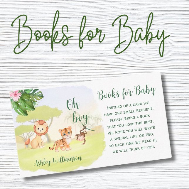 Jungle Safari Animals Oh Boy Baby Shower   Enclosure Card (Creator Uploaded)