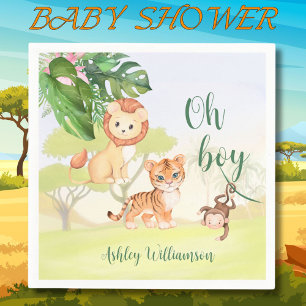Jungle Safari Animals Oh Boy Baby Shower Napkin