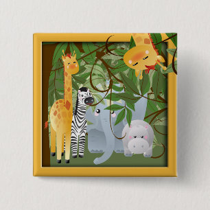 Jungle Safari  Animals Party Button