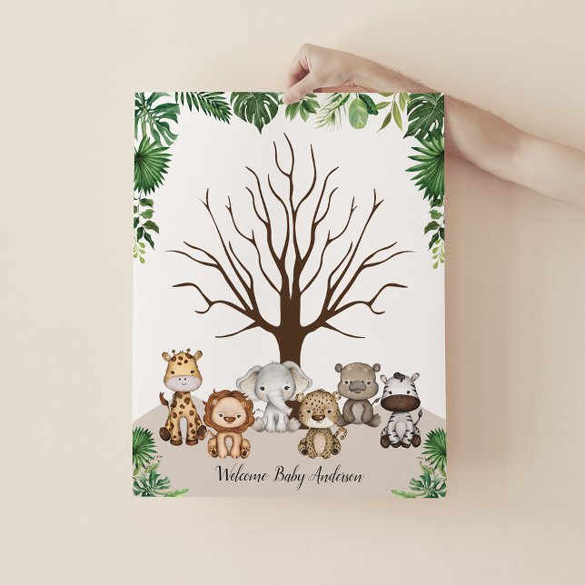 Jungle Safari Animals Thumbprint Tree Guestbook (Creator Uploaded)