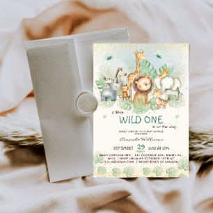 Jungle safari animals tropical baby shower  invitation