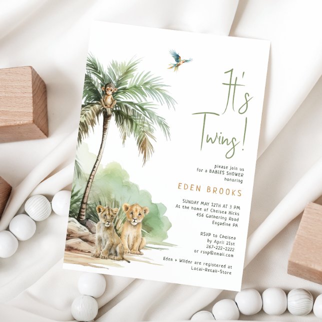 Jungle Safari Animals | Twins Baby Shower Invitation (Creator Uploaded)