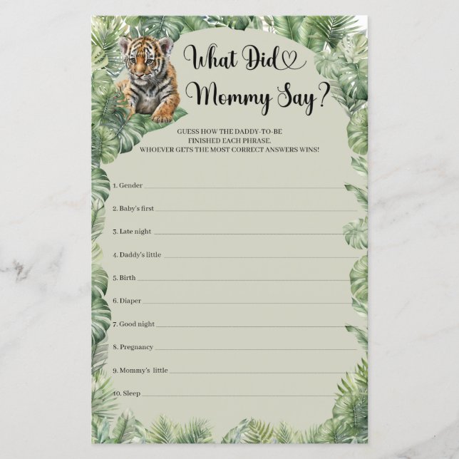 Jungle Safari Animals What Did Mummy Say game (Front)