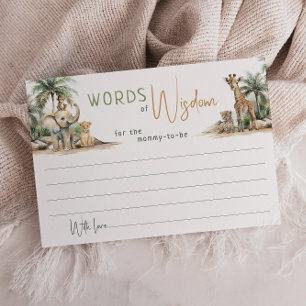 Jungle Safari Animals Words of Wisdom Card