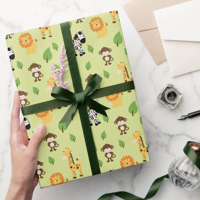 Jungle Safari Animals  Wrapping Paper (Jungle Safari Baby Shower Wrapping Paper)