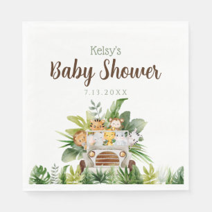 Jungle Safari Baby Animals Baby Shower Napkin