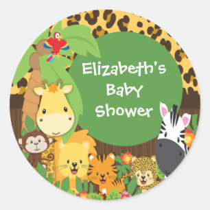 Jungle Safari Baby Animals Baby Shower Stickers