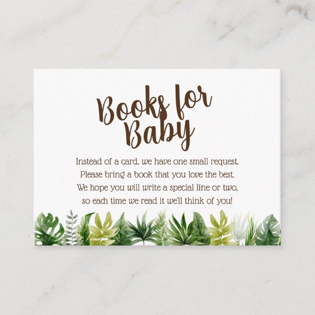 Jungle Safari Baby Shower Books for Baby Enclosure Card (Front)