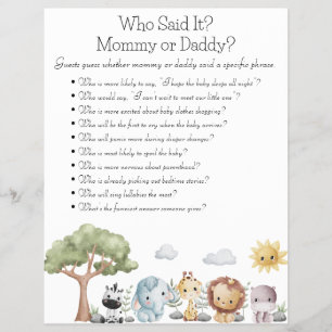 Jungle Safari Baby Shower Games Flyer