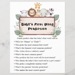 Jungle Safari Baby Shower Games Flyer