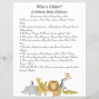 Jungle Safari Baby Shower Games Flyer