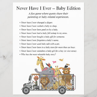 Jungle Safari Baby Shower Games Flyer
