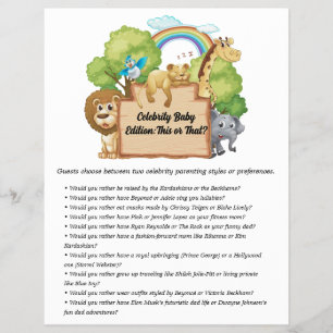 Jungle Safari Baby Shower Games Flyer