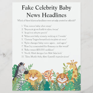 Jungle Safari Baby Shower Games Flyer