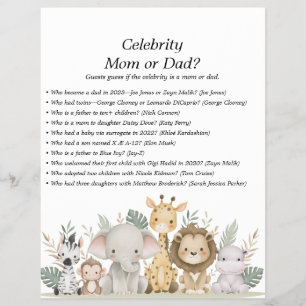Jungle Safari Baby Shower Games Flyer