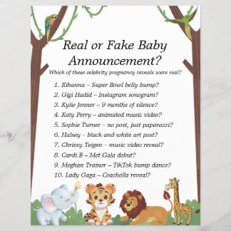 Jungle Safari Baby Shower Games Flyer