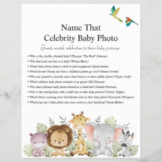 Jungle Safari Baby Shower Games Flyer