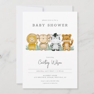 Jungle Safari Baby Shower Invitation tropical