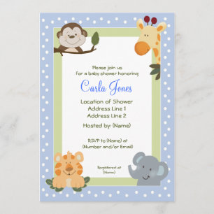 Jungle Safari Baby Shower Invitations 5 x 7 size