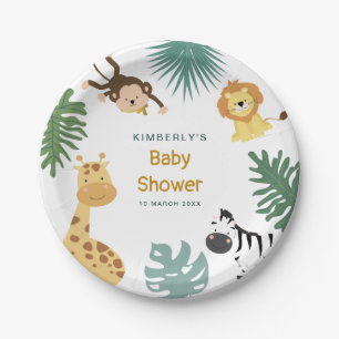 jungle safari baby shower paper plate