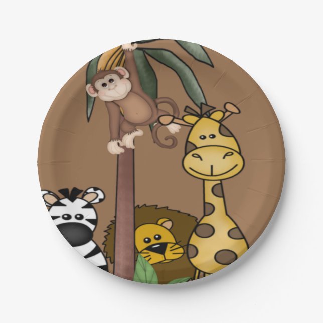 Jungle Safari Baby Shower Paper Plates (Front)