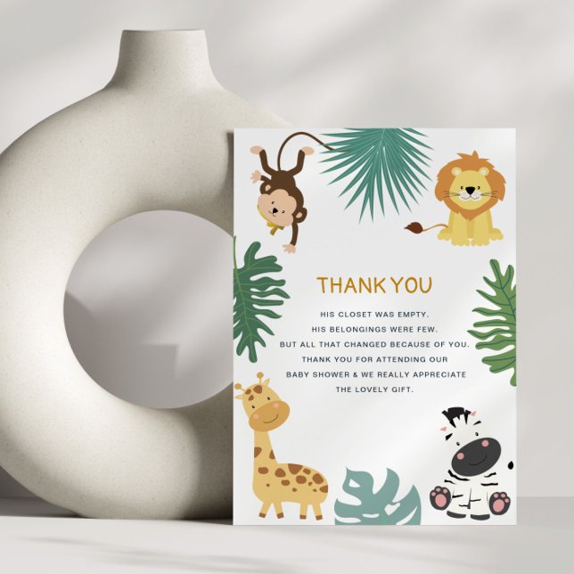 jungle safari baby shower thank you card (Creator Uploaded)