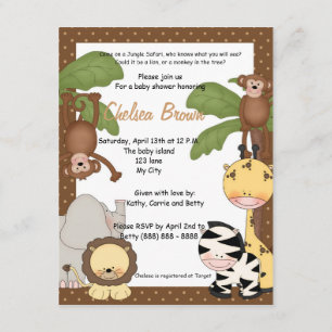 Jungle safari birthday baby shower invitation