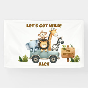 Jungle Safari Birthday Banner Editable Party Sign