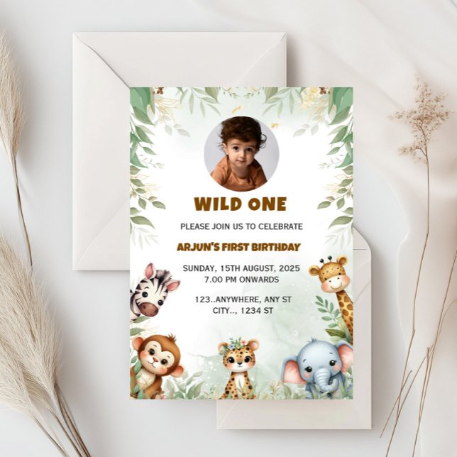 Jungle Safari Birthday Boy Invitation, Wild One Invitation (Creator Uploaded)